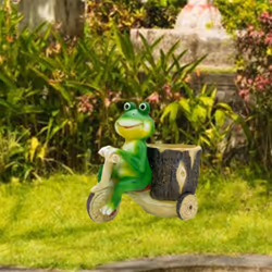 Frog Pulling Cart Decoration, Frog Sculpture, Animal Flower Pot