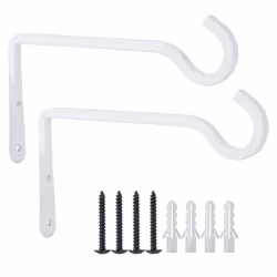 2Pack Hooks for Hanging, 8inch Metal Plant Hanger Outdoor White