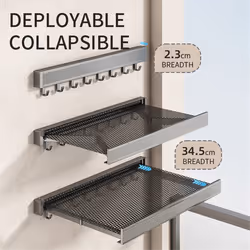 Wall Mounted Folding Storage Shelf, Retractable Clothes Drying Rack