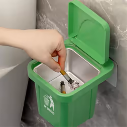 Stainless Steel Wall-Hanging Ashtray with Lid Trash Can-Shaped B
