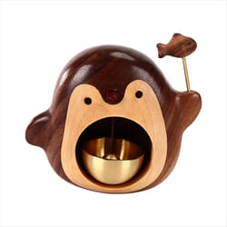 Wooden Doorbell, Black Walnut Wind Chimes,Bronze Bells,Penguin Series