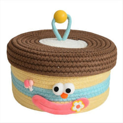 Desktop Storage Basket with Lid Woven Snack Storage Basket A