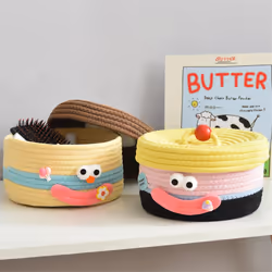 Desktop Storage Basket with Lid Woven Snack Storage Basket A