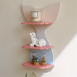 Wooden Colorful Fishtail Shelf Crystal Wall Shelf Bedroom Decoration