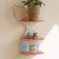 Wooden Colorful Fishtail Shelf Crystal Wall Shelf Bedroom Decoration