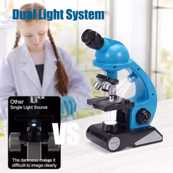 Microscope for Kids, 1200x Kids Microscope Kit, Double LED Light