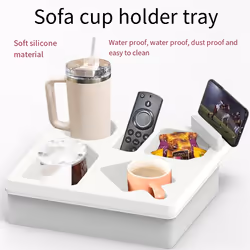 Sofa Cup Holder Tray Car Back Seat Cup Holder Snack Storage Box Gray