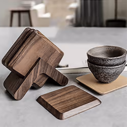 Black Walnut Wooden Coasters, Tea Cup Mat & Coffee Insulation Pad