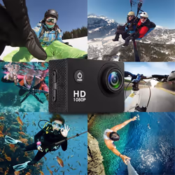 1080P HD Action Camera LCD Screen Waterproof 30m Sports Black