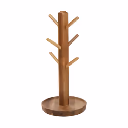 Wooden Mug Holder, 6-Hook Coffee Cup and Teacup Holder