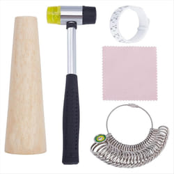 5 Pieces Jewelry Sizing Set, Finger Size Ring Measuring Tape Hammer