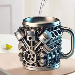 Personalized Engines Stainless Steel Mug, Car Engine V6