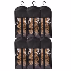 6pcs Long Hair Extensions Storage Bag Non-Woven Dust Wigs Carrier