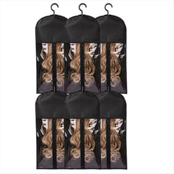 6pcs Long Hair Extensions Storage Bag Non-Woven Dust Wigs Carrier