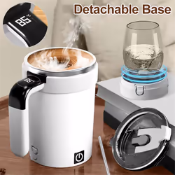 Stainless Steel Coffee Mug - Magnetic Mixer,Electric Stirring Tumbler