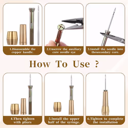 9pcs Leather Sewing Awl Kit with Copper Handle with 6 Needles