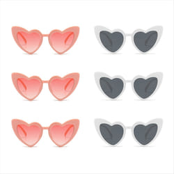 6 Heart-Shaped Sunglasses, Suitable for Beach Travel,