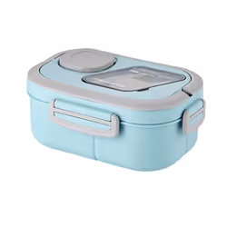 Adults Bento Lunch Box with Salad Container, Leak-Proof, Blue