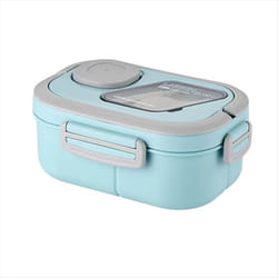 Adults Bento Lunch Box with Salad Container, Leak-Proof, Blue