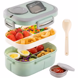 Adults Bento Lunch Box with Salad Container, Leak-Proof, Blue