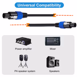 Speakon Cable 6ft Professional 18Guage Male to Male Audio Cord