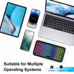 Mini Wireless Bluetooth 5.2 Keyboard 5inch Keycups 7 Color Backlit
