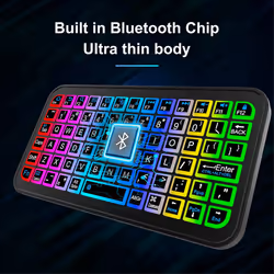 Mini Wireless Bluetooth 5.2 Keyboard 5inch Keycups 7 Color Backlit