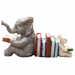 Elephant Animal Reading Studying Statue Bookends Animal Statue Decor