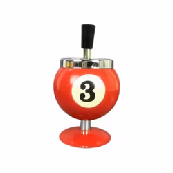 Pool Billiard Ball Design Ashtray Portable Metal Ashtray,Red,No. 3