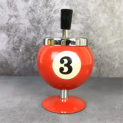 Pool Billiard Ball Design Ashtray Portable Metal Ashtray,Red,No. 3