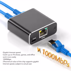 Gigabit Ethernet Splitter 1 to 2 1000Mbps RJ45 LAN Internet Splitter