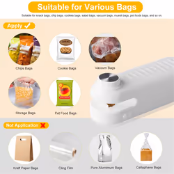Rechargeable Chip Bag Sealer Heat Seal,Portable Bag Resealer White