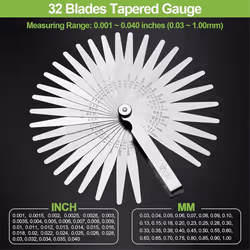 32 Blades Tapered and 16 Blades Offset Feeler Gauge Set,