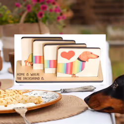 Set of 4 Dachshund Coasters with Holder