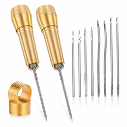 14 PCS Leather Sewing Awl Needle Set with Copper Handle,