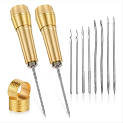 14 PCS Leather Sewing Awl Needle Set with Copper Handle,