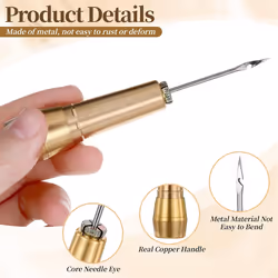 14 PCS Leather Sewing Awl Needle Set with Copper Handle,