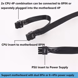 PSU 8 Pin to 8 & 4+4 Pin EPS Cable Male to Male CPU Power Cable