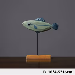 Wooden Fish Statue Nordic Home Decorations Fish Sculpture Ornaments E