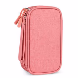 Travel Organizer for USB Cables, Headsets & Accessories Pink