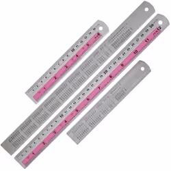 12+6 Inch Metal Ruler Set, Perfect for DIY Projects, Red