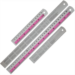 12+6 Inch Metal Ruler Set, Perfect for DIY Projects, Red