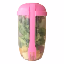 Breakfast Salad Cup Yogurt Cup with Spoon and Lid Pink