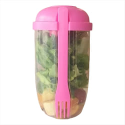 Breakfast Salad Cup Yogurt Cup with Spoon and Lid Pink