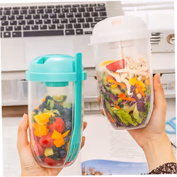 Breakfast Salad Cup Yogurt Cup with Spoon and Lid White