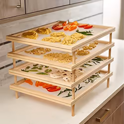 Stackable Food Dryer with Net Wooden Pasta Herb Drying Racks