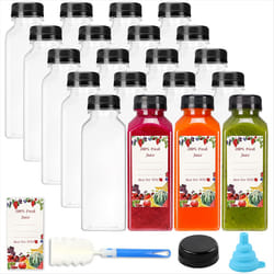 12oz Empty Plastic Juice Bottles with Caps,Reusable Water Bottles