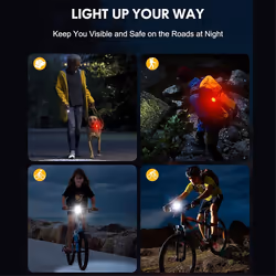 Bike Lights [4+6 Modes], USB Rechargeable Bike Lights Front & Back