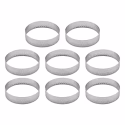 8Pcs Cake Mousse Ring Round Double Rolled Tart Ring Metal Mold 8cm