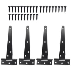 4 PCS 6 Inch Door Hinges T-Strap Tee for Wooden Gates Hinges (Black)